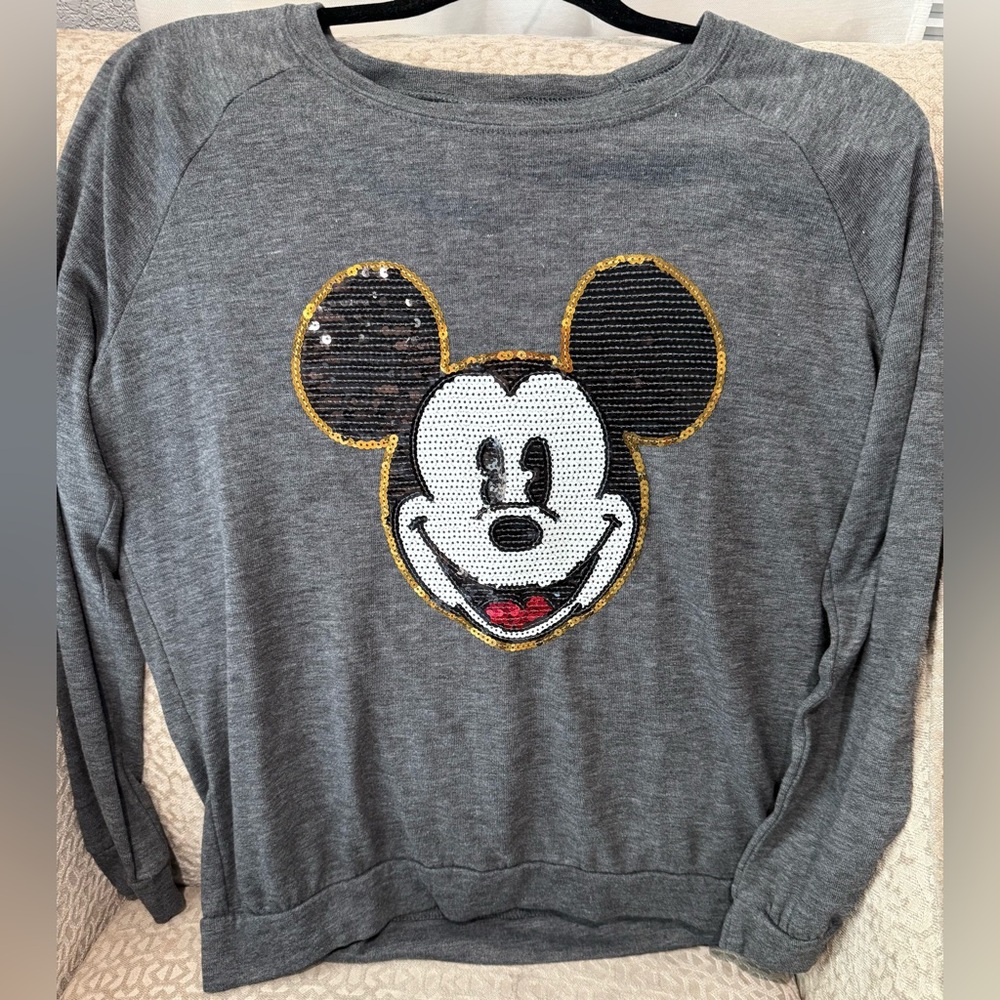 Disney Gray Mickey Mouse Sequin‎ Sweater